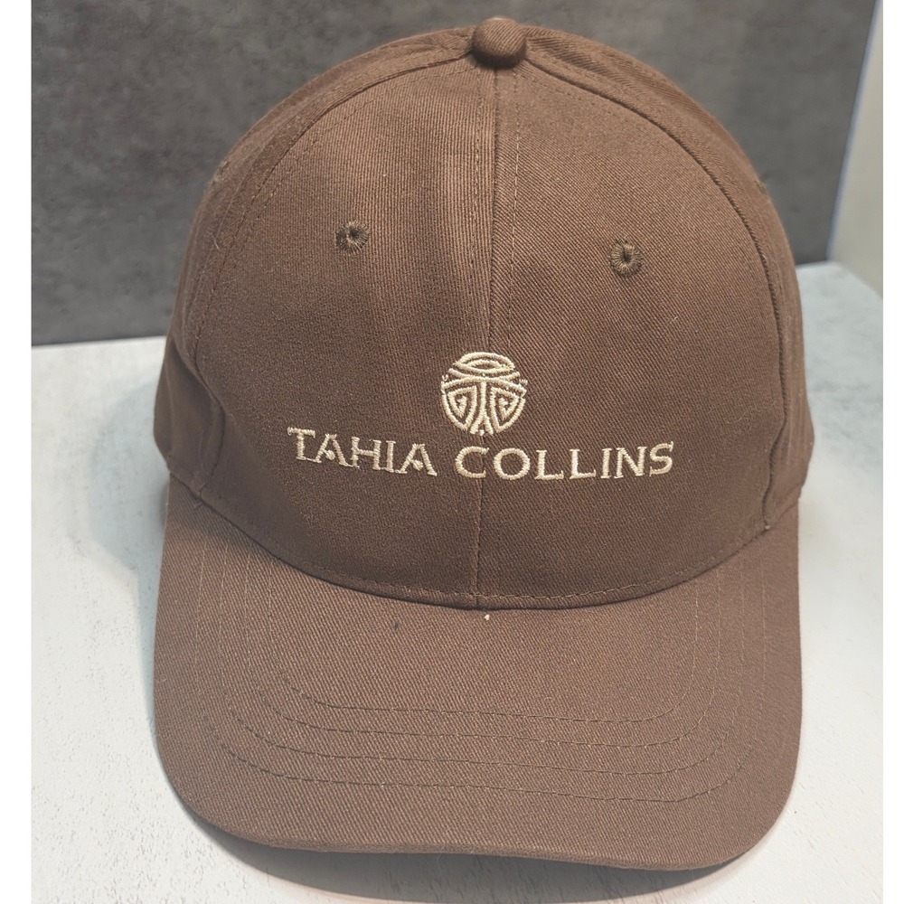 Tahia Collins Brown Cotton Embroidered Logo Baseball Cap Adjustable